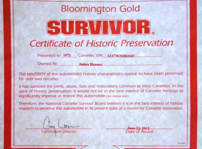 Corvette C3 454 Bloomington Gold Surviver