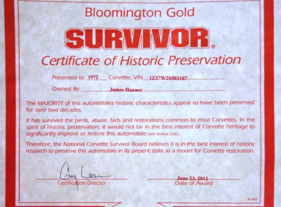 Corvette C3 454 Bloomington Gold Surviver